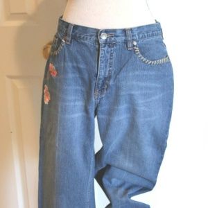 Nautica Floral Embroidered Straight Cut Jeans Sz 8